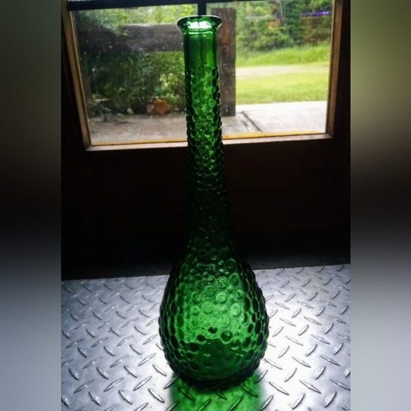 Empoli made in Italy. 15' green bubble Glass vase. Vintage MCM. - Picture 8 of 13